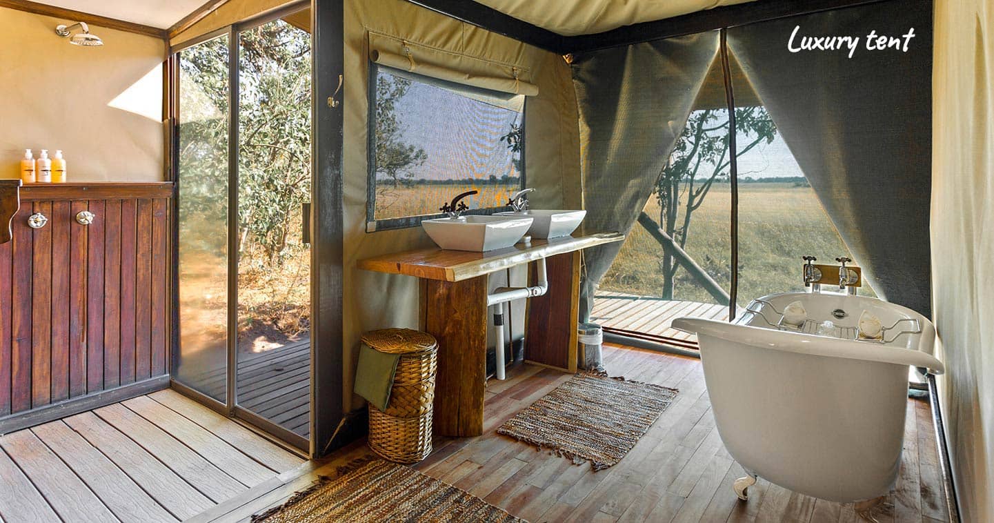 Luxury tent bathroom at Kadizora Camp