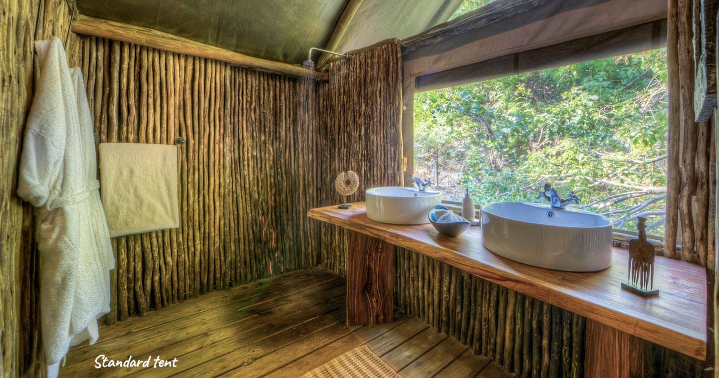 Luxury Bathroom at Kadizora Camp in the Okavango Delta in Botswana